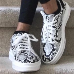 Top Shop black & white snake print sneakers